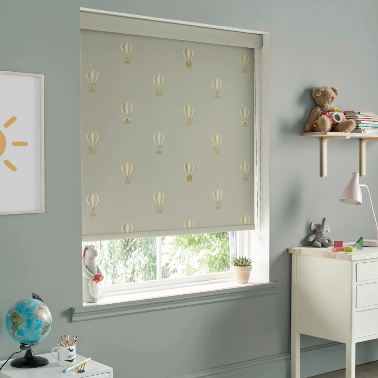 Bears & Balloons Mint Grey Made to Measure Roller Blind