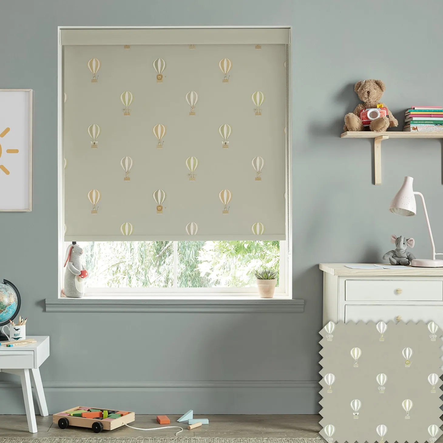 Bears & Balloons Mint Grey Made to Measure Roller Blind