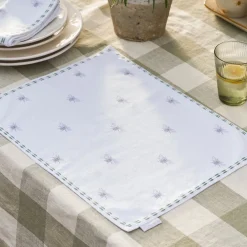 Bees Embroidered Fabric Placemats (Set of 2)