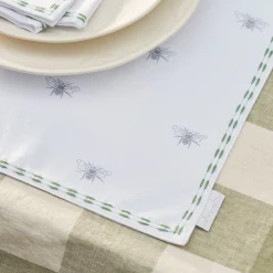Bees Embroidered Fabric Placemats (Set of 2)