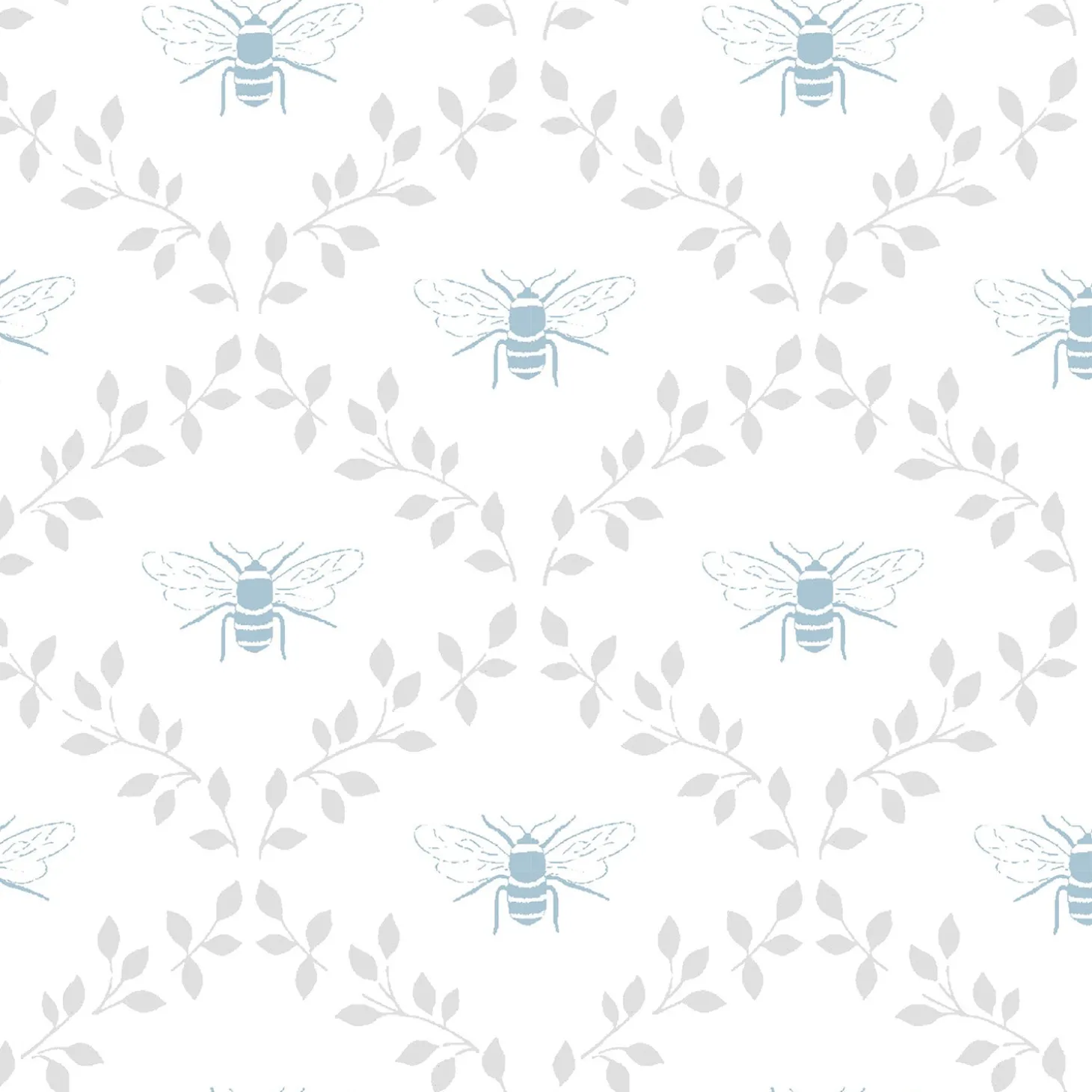 Bees & Leaves White Made to Measure Roller Blind