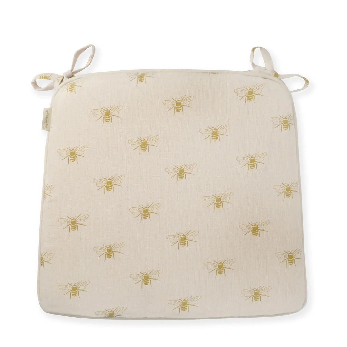 Bees Linen Seat Cushion