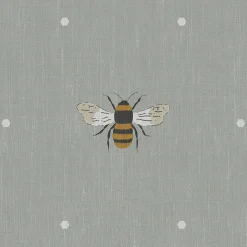Bees Pale Slate Made to Measure Curtains