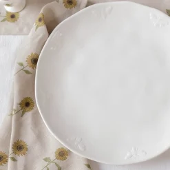 Bees White Stoneware Dinner Plate