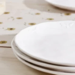 Bees White Stoneware Dinner Plate