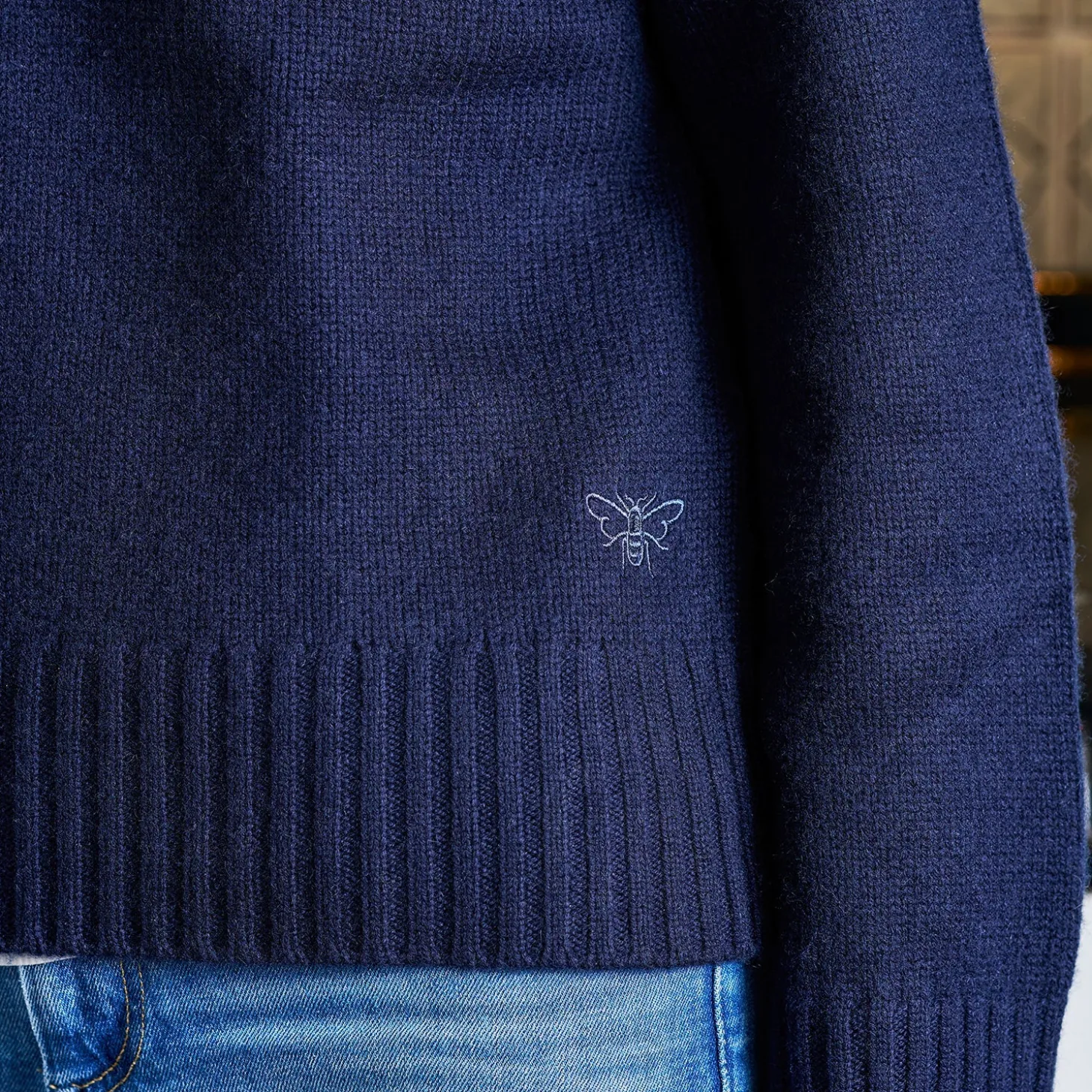 Bees Wool Cashmere Blend Jumper - Navy
