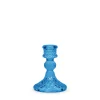 Blue Harlequin Glass Candlestick