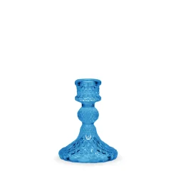 Blue Harlequin Glass Candlestick