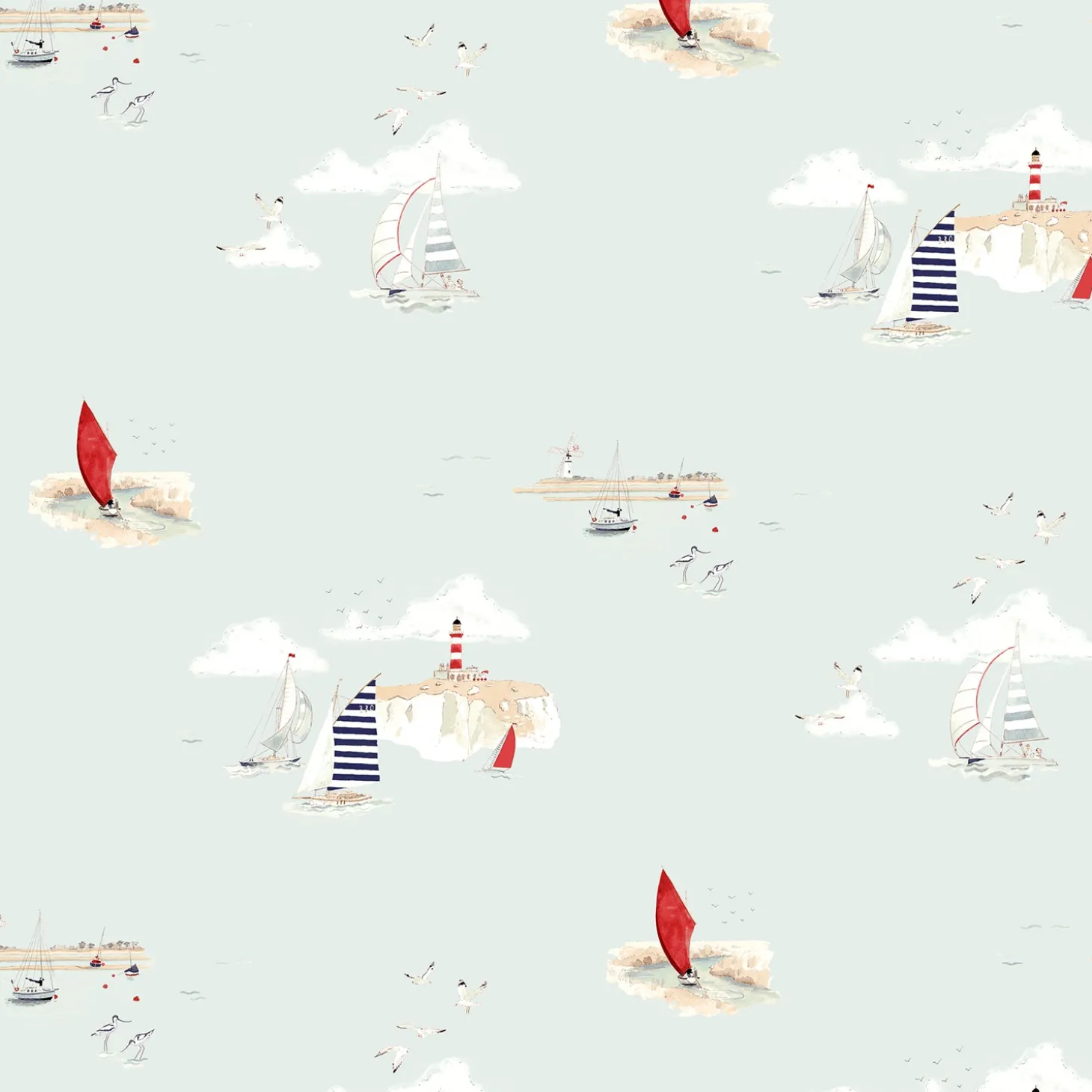 Coastal Boats Blue Made to Measure Roman Blind