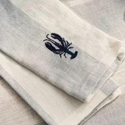Coastal Boats Embroidered Linen Napkins (Set of 4)