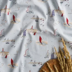 Coastal Boats Fabric By The Metre