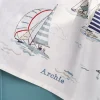 Coastal Boats Scene Tea Towel