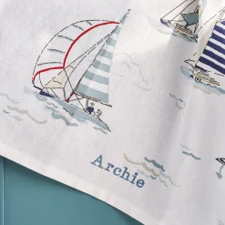 Coastal Boats Scene Tea Towel