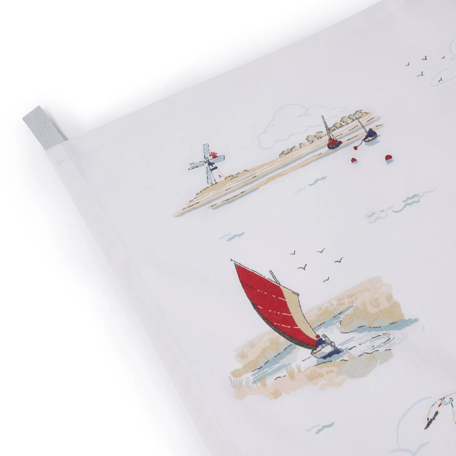 Coastal Boats Scene Tea Towel