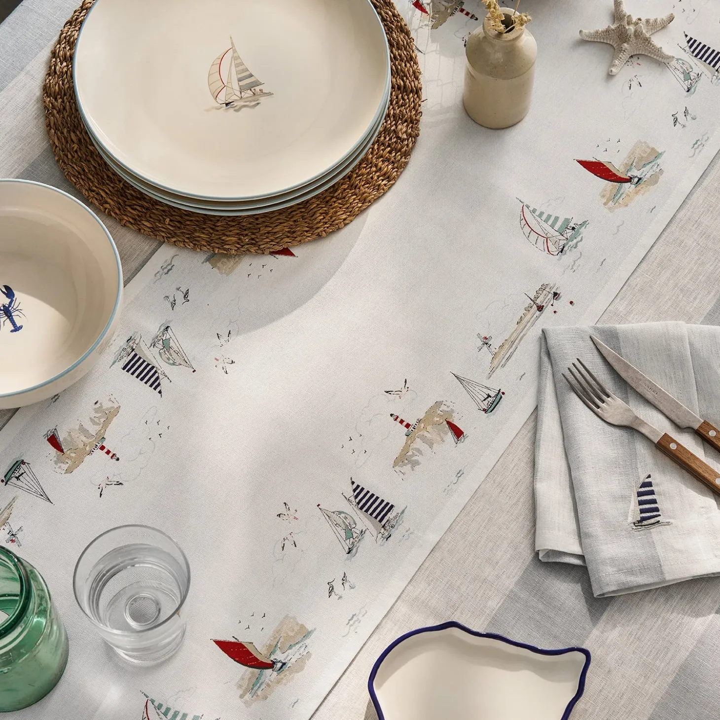 Coastal Boats Table Runner