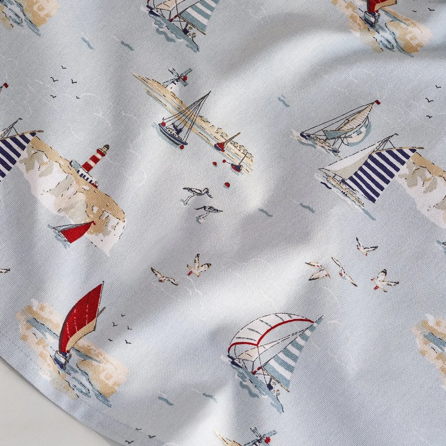 Coastal Boats Tea Towel
