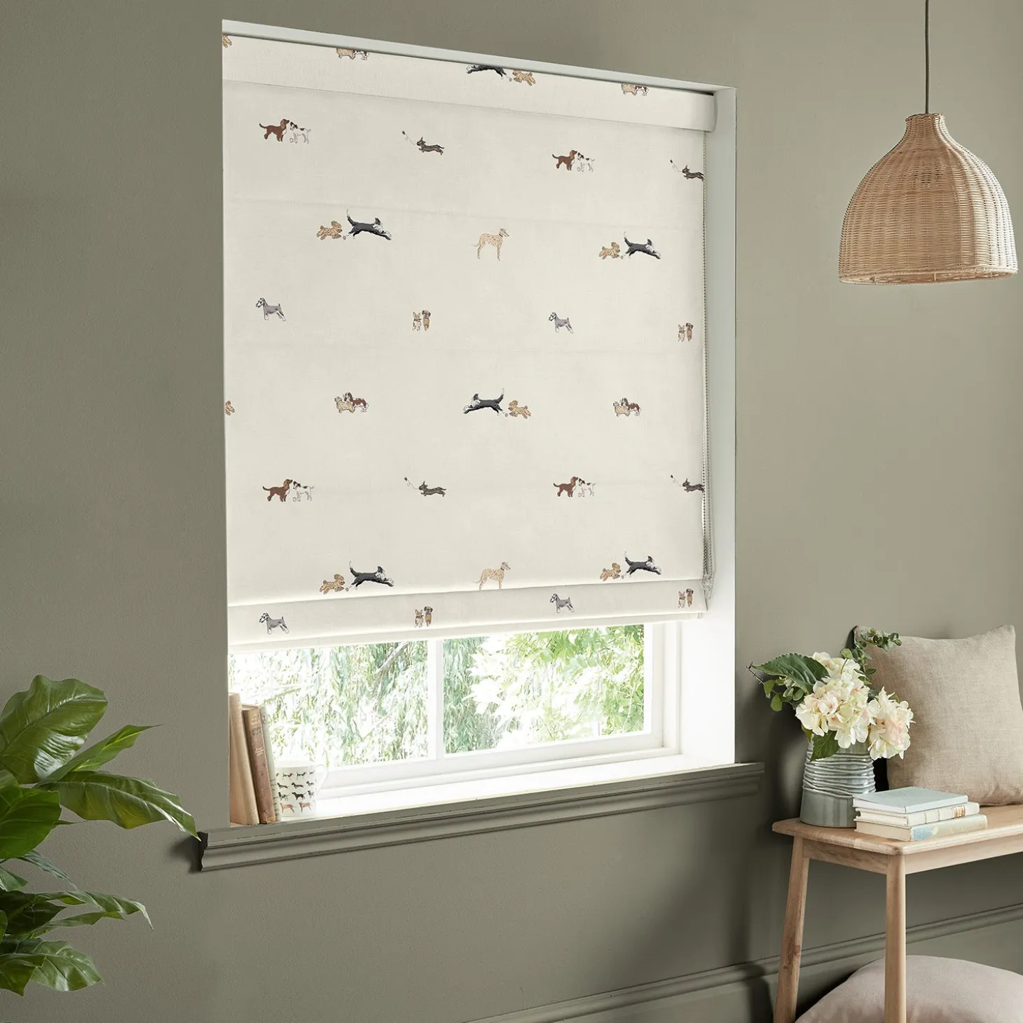 Doggy Daycare Off White Made to Measure Roman Blind