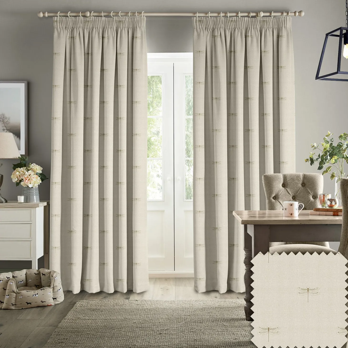 Dragonfly Gold Linen Look Made to Measure Curtains