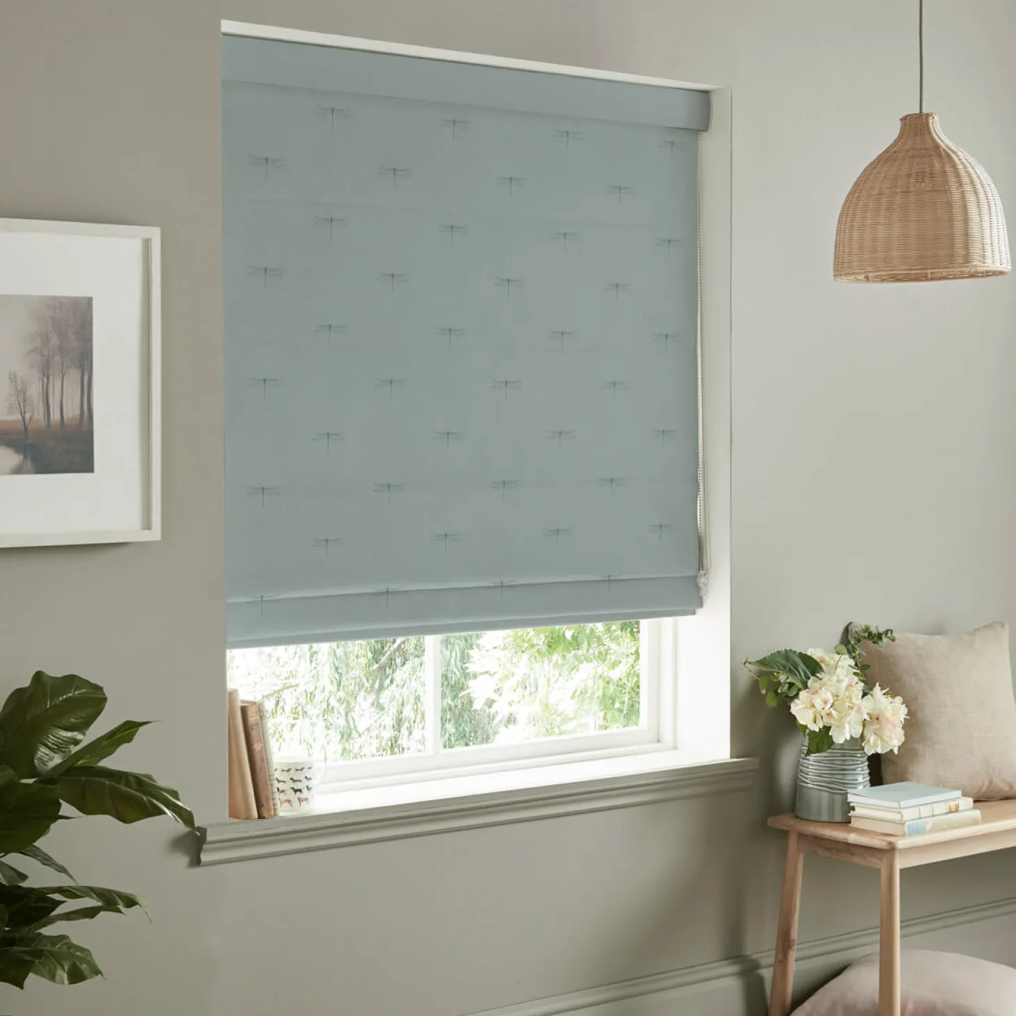 Dragonfly Teal Made to Measure Roman Blind