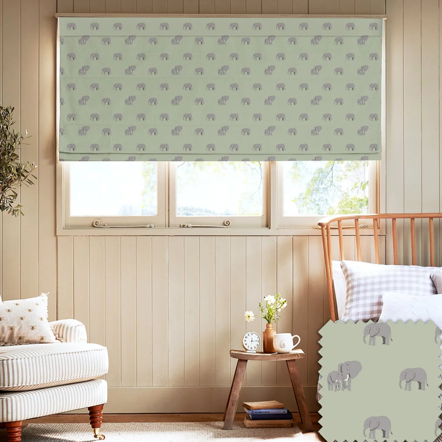 Elephant Sage Green Made to Measure Roman Blind