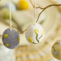 Embroidered Floral Egg Baubles (Set of 3)