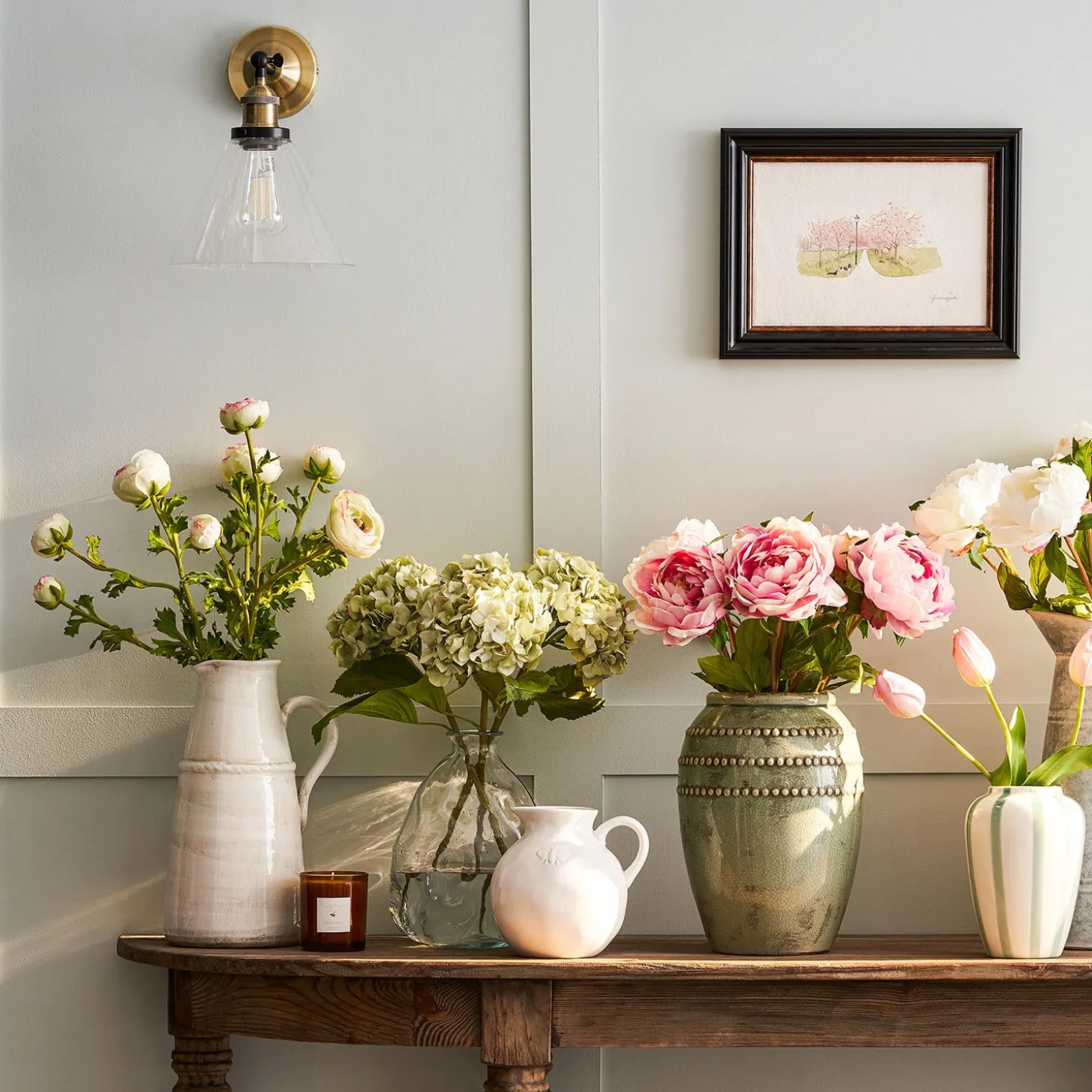 Faux Dried Green Hydrangea