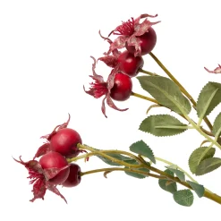 Faux Red Rose Hip Branch