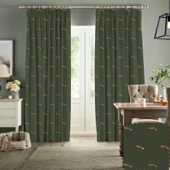 Foxes Forest Green Made to Measure Curtains