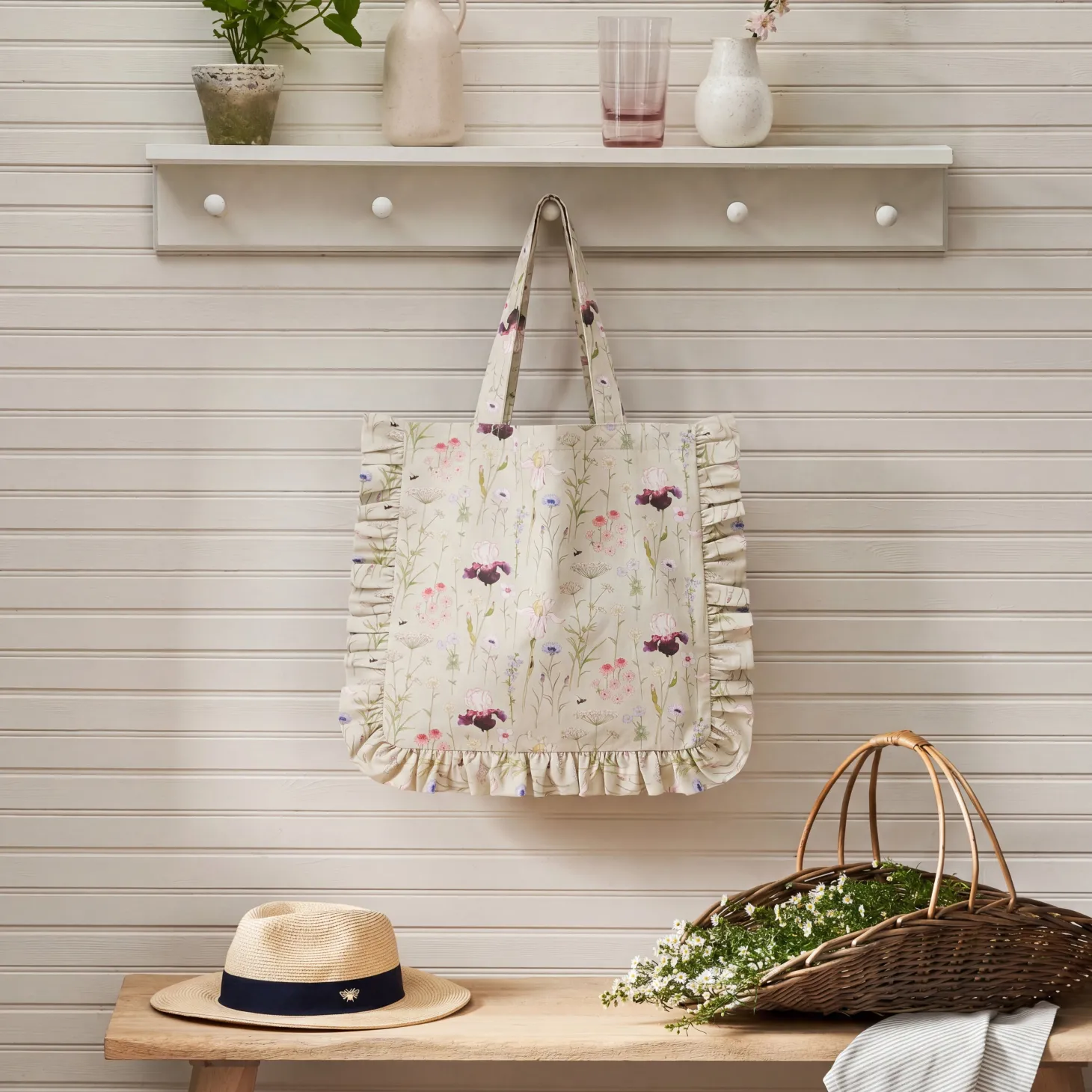 Garden Floral Frill Tote Bag