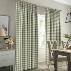 Gingham Sage Made to Measure Curtains