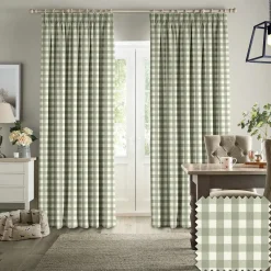 Gingham Sage Made to Measure Curtains