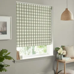 Gingham Sage Made to Measure Roman Blind