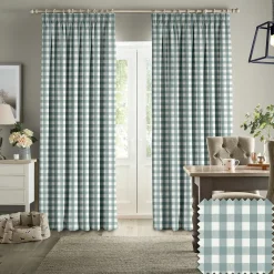 Gingham Teal Made to Measure Curtains