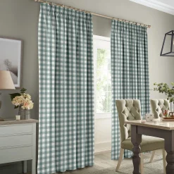 Gingham Teal Made to Measure Curtains