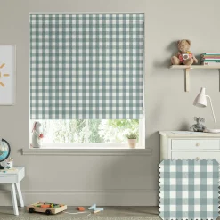 Gingham Teal Made to Measure Roman Blind
