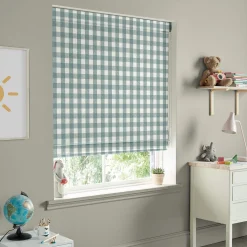 Gingham Teal Made to Measure Roman Blind