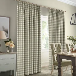 Gingham Warm Stone Made to Measure Curtains