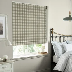 Gingham Warm Stone Made to Measure Roman Blind