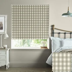 Gingham Warm Stone Made to Measure Roman Blind