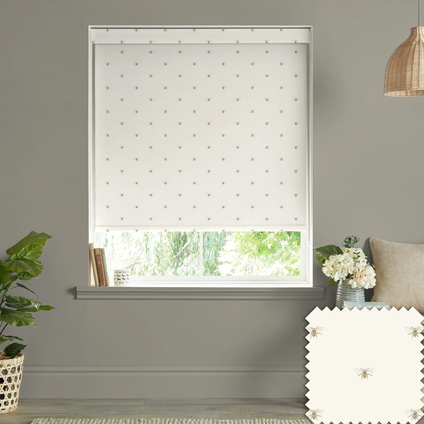 Golden Bees Off White Made to Measure Roller Blind