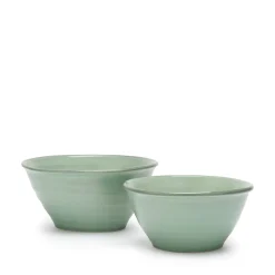Green Stoneware Bowls (Set of 2)