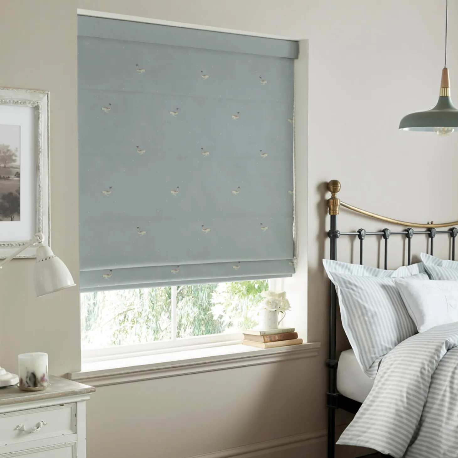 Hare Teal Blue Made to Measure Roman Blind