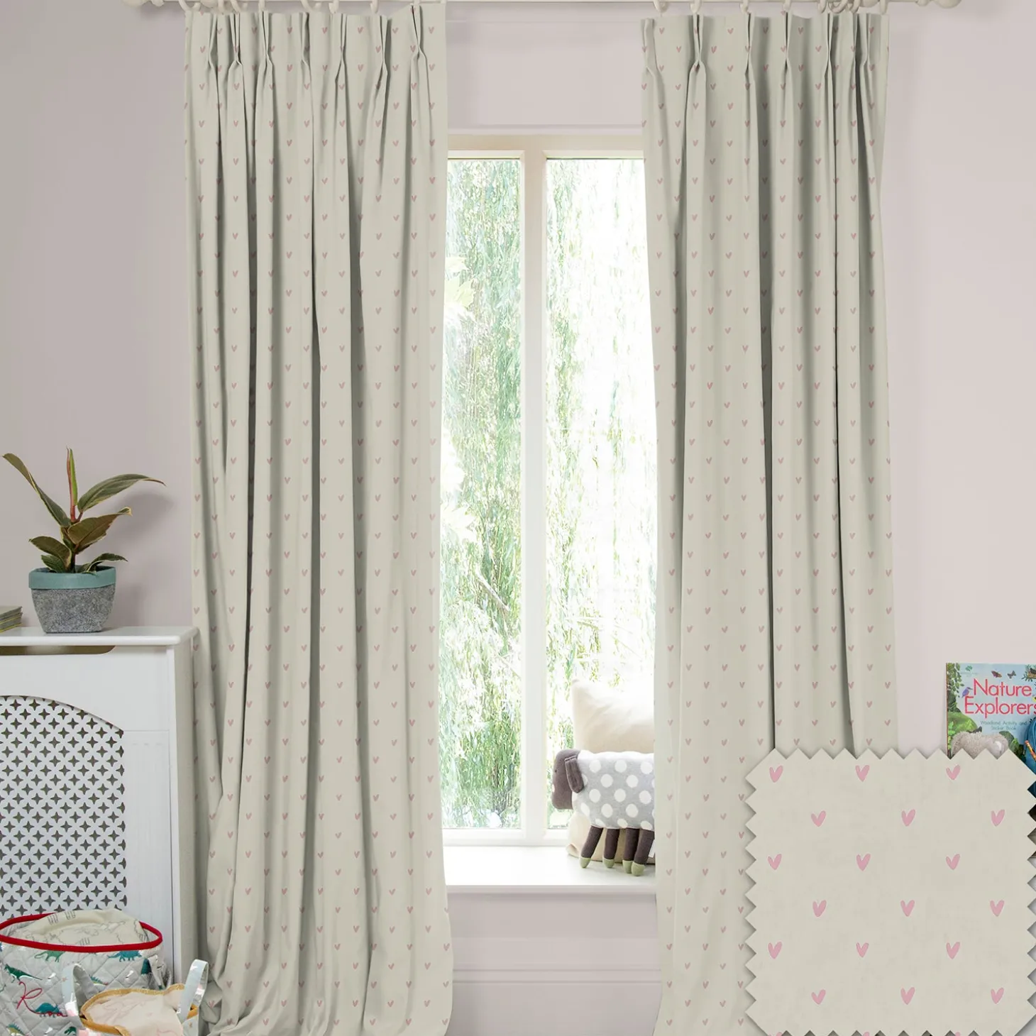 Hearts Blush Made to Measure Curtains