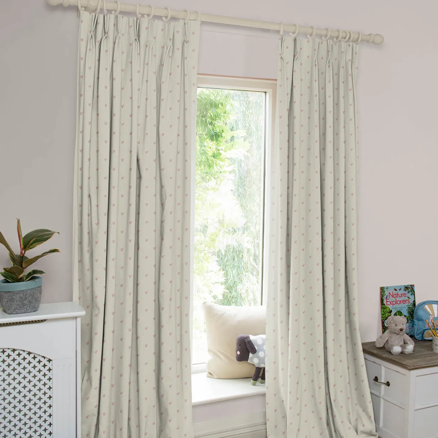 Hearts Blush Made to Measure Curtains
