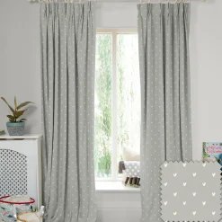 Hearts Grey Made to Measure Curtains