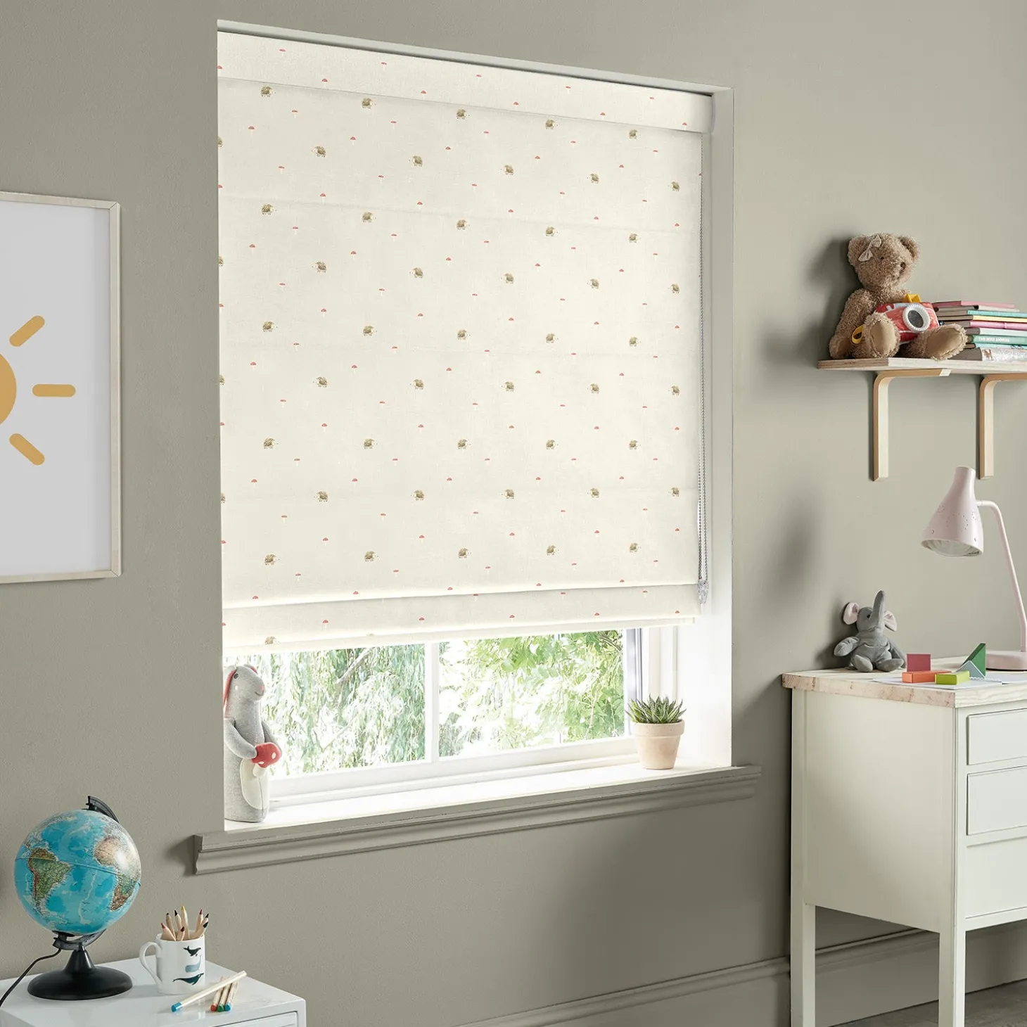 Hedgehogs Neutral Made to Measure Roman Blind