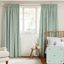 Hedgehogs Pale Mint Blue Made to Measure Curtains