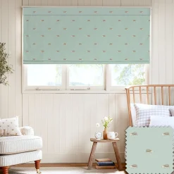 Hedgehogs Pale Mint Blue Made to Measure Roman Blind