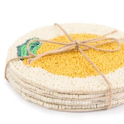 Lemon Beaded Coasters (Set of 4)
