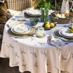 Lemons Embroidered Round Tablecloth